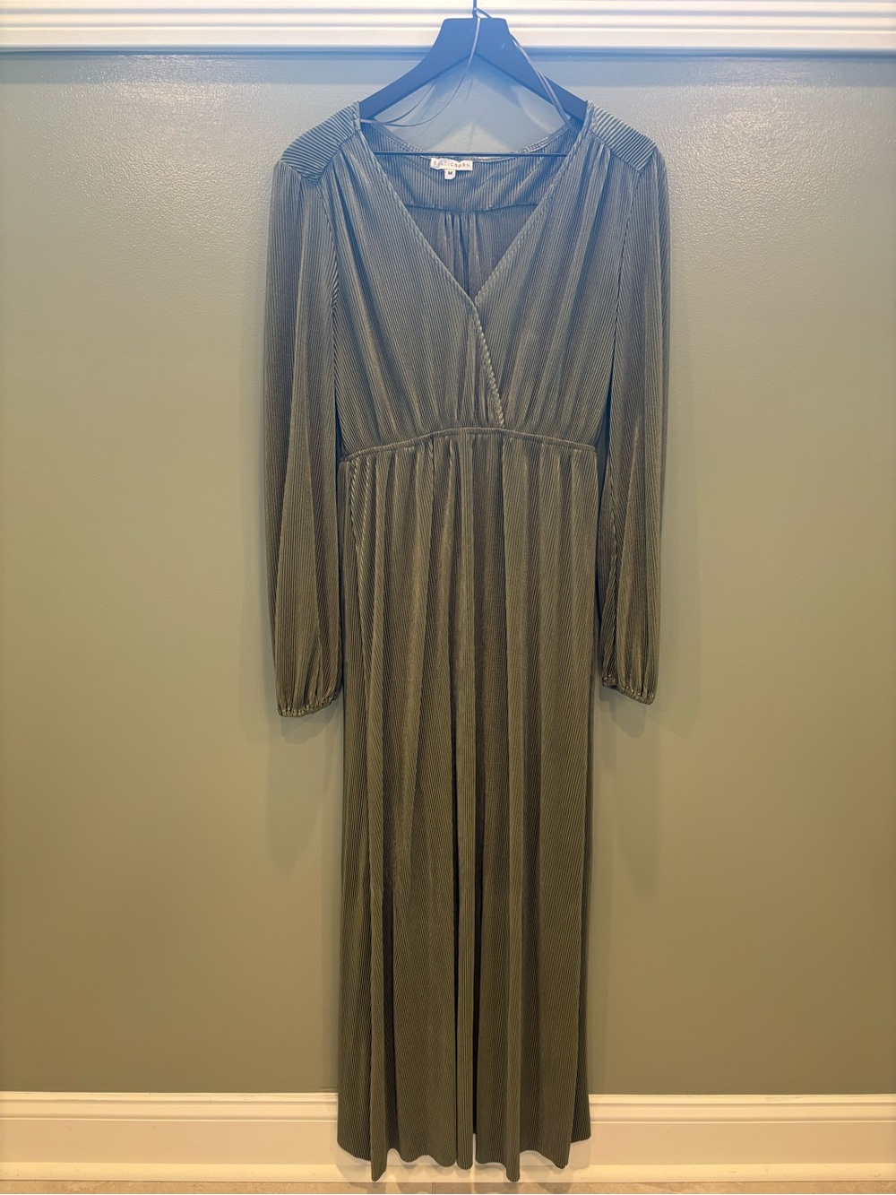 Baltic Born Olive Green V-Neck Long Sleeve Maxi Dress